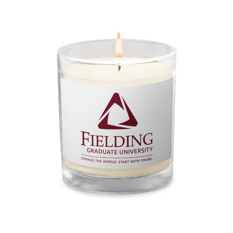 Stylish jumpsuits for casual outings-Glass Jar Soy Wax Candle - White | Fielding Logo