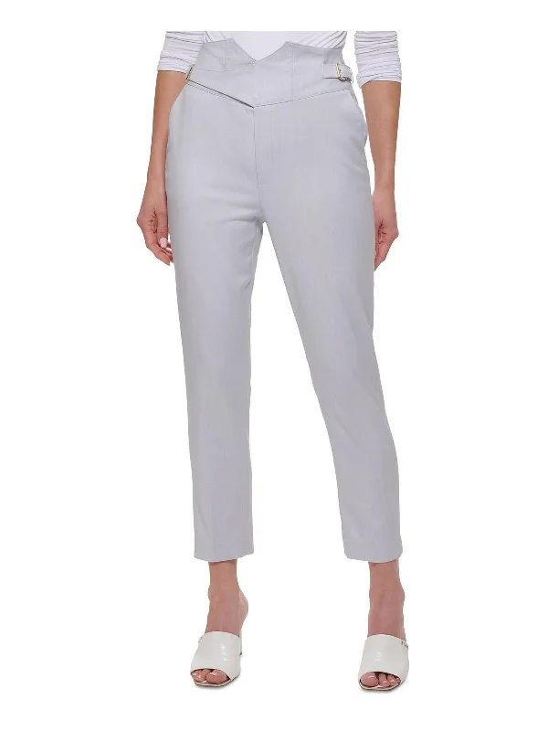 Soft cotton pajamas for women-Plus Womens Faux Wrap Belted Trouser Pants