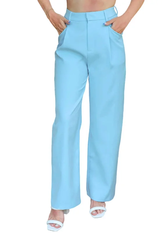 Stylish crop tops for summer-Classic Suit Trouser Pants In Ocean Blue