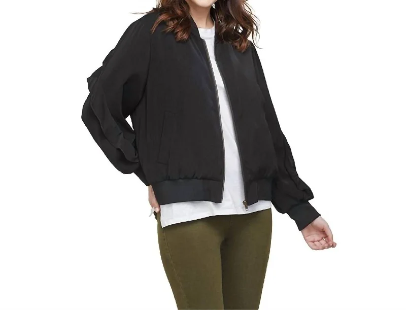 Affordable boho tops for summer-Nolan Bomber Jacket In Black