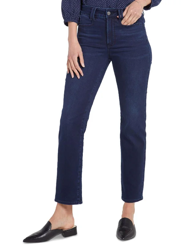 Trendy high-waisted jeans for women-Womens Compression Fit Straight Ankle Straight Leg Jeans