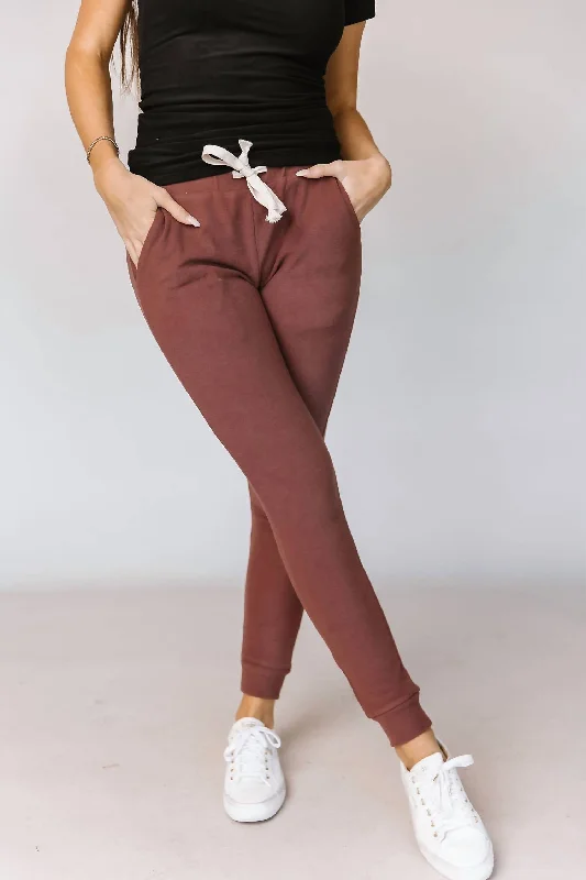 Elegant silk dresses for women-Performance Fleece Joggers In Mahogany