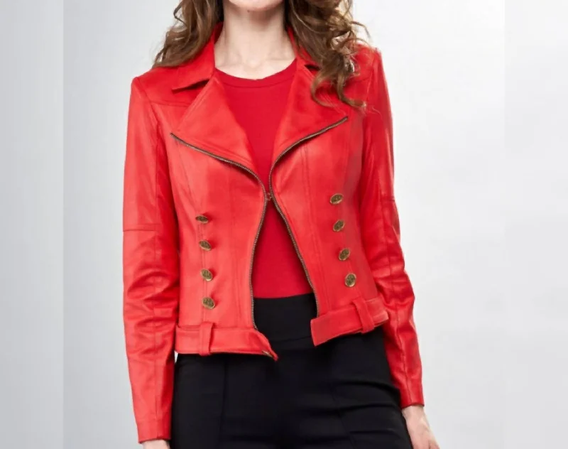 Affordable leather jackets for women-Solid Vegan Jacket Scarlet