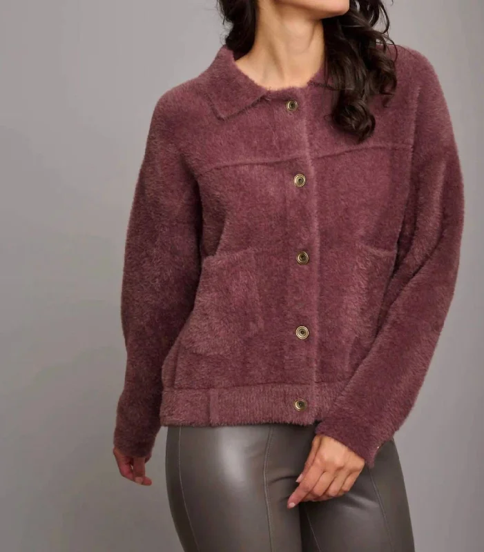 Chic leather tops for women-Bubbly Jacket In Prune