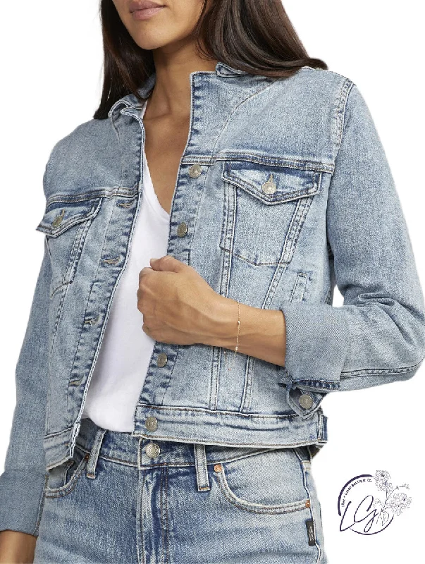 Chic high-waisted shorts-Fitted Denim Jacket