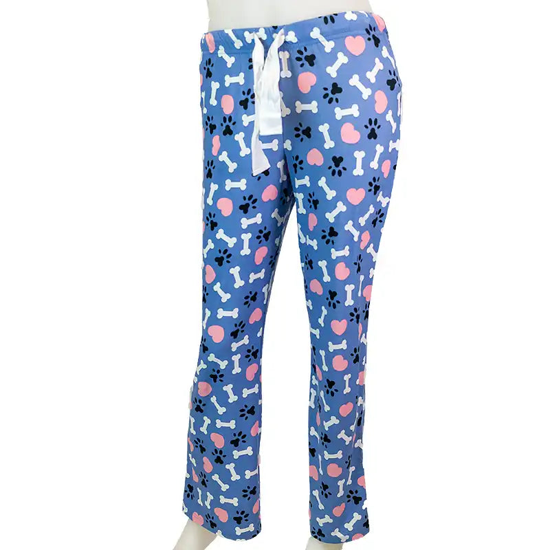 Affordable boho tops for summer-DKR Women's Paw Prints Sleep Pants