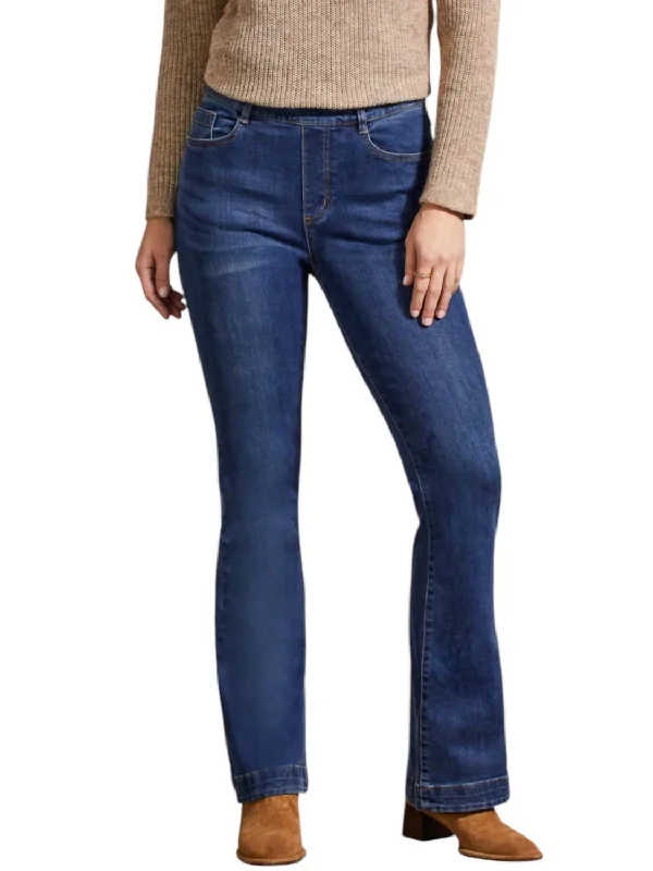 Casual joggers for women-Audrey Pull On Flare Jeans In Blue