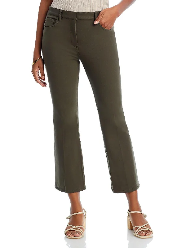 Stylish cargo pants for women-Womens High Rise Solid Wide Leg Pants