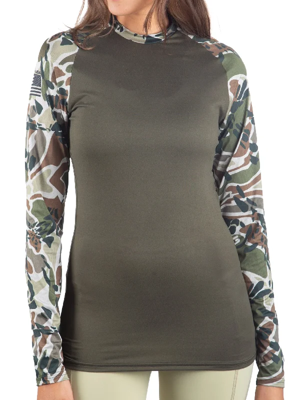 Trendy cargo skirts for women-SoftTECH™ OLIVE PRYM1 OS CAMO Mesh Long Sleeve