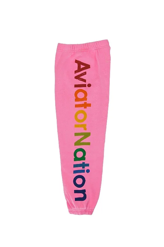 Designer evening gowns under 200-KID'S AVIATOR NATION SWEATPANTS - NEON PINK