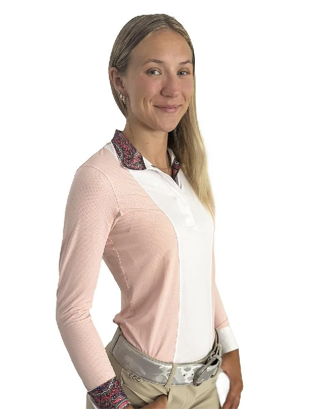 Trendy plaid skirts for fall-Essex Classics Ladies "Pink Paisley" Luna Performance Long Sleeve Show Shirt