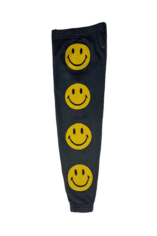 Soft fleece jackets for women-KID'S SMILEY 2 SWEATPANTS - CHARCOAL