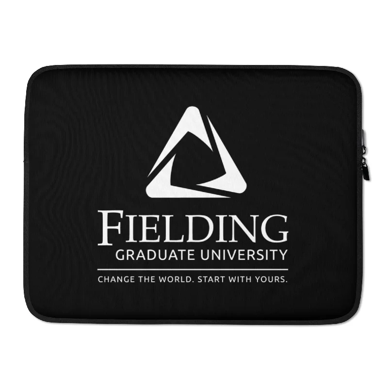 Affordable leather jackets for women-Laptop Sleeve - Black | Fielding Logo