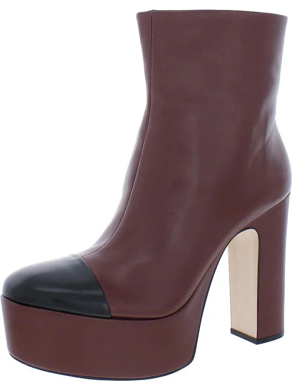 Affordable wedge heels for women-Valeria Womens Leather Platforms Booties