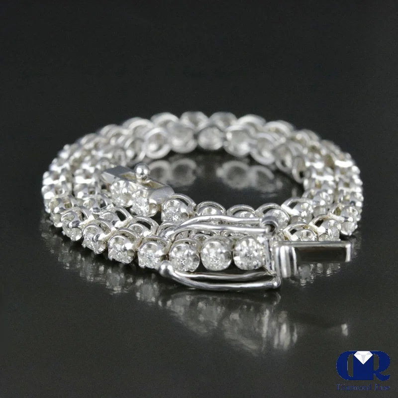 Trendy layered necklaces in gold-2.10 Ct Round Cut Diamond Tennis Bracelet In 14K White Gold 7"