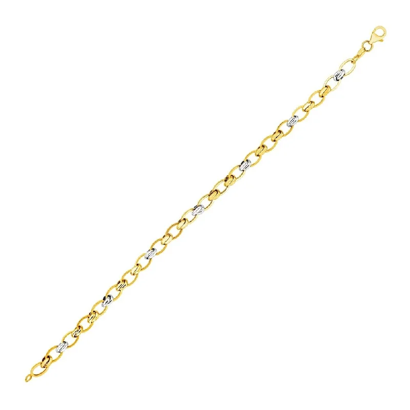 Chic minimalist earrings-14k Two Tone Gold Oval Link Bracelet