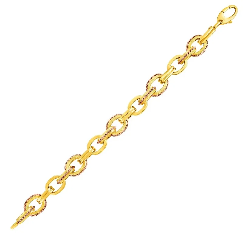 Trendy layered anklets for summer-14k Two-Tone Yellow and Rose Gold Link Bracelet