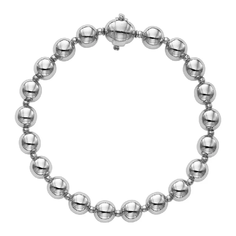 Stylish cuffs for women-14k White Gold 7 3/4 inch Polished Bead Bracelet