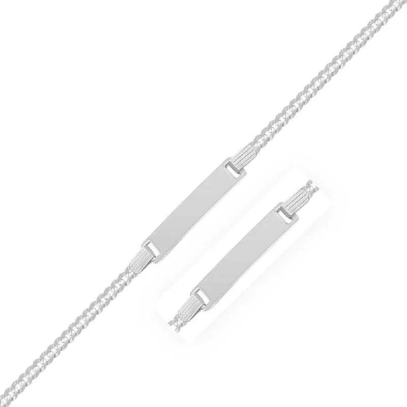 Chic minimalist rings for women-14k White Gold Curb Link Chain Polished Children's ID Bracelet