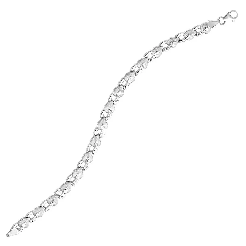 Designer statement necklaces on sale-14k White Gold Heart Shape Textured Bracelet