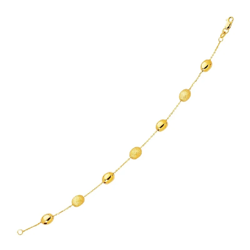 Luxury sapphire pendants under 100-14k Yellow Gold Bracelet with Textured and Polished Pebble Stations