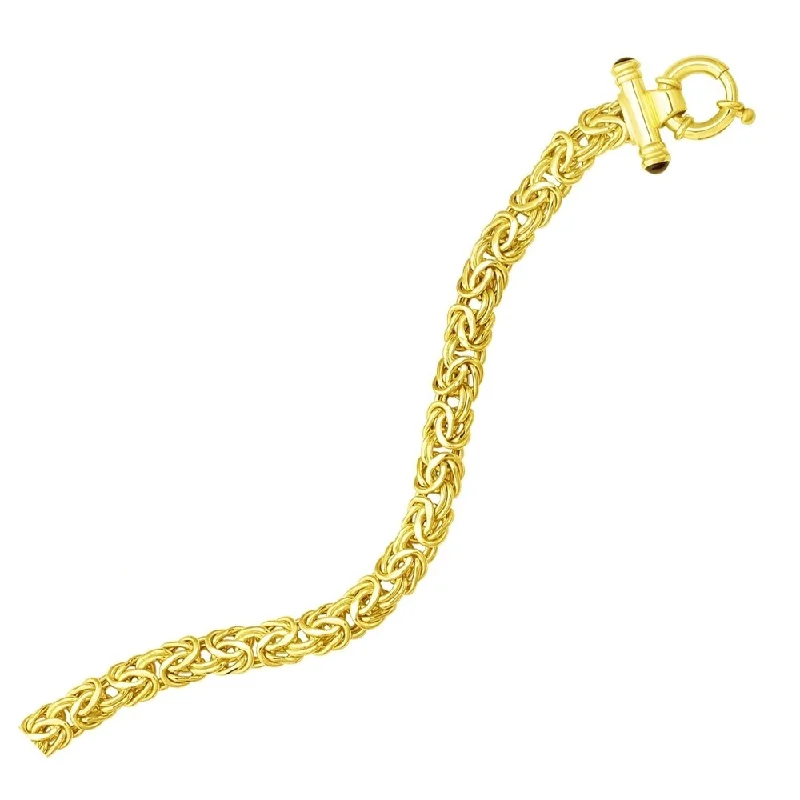 Luxury gold bangles for women-14k Yellow Gold Byzantine Style Chain Bracelet