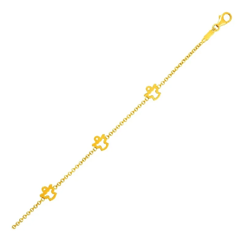 Designer sapphire rings under 50-14k Yellow Gold Childrens Bracelet with Angels