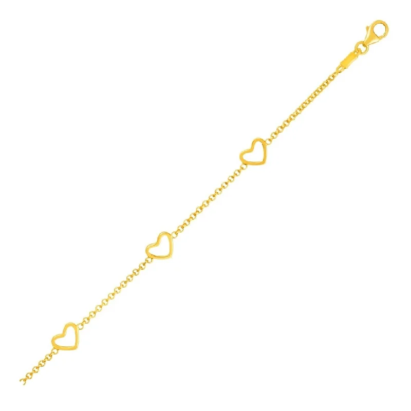 Chic rose gold bracelets-14k Yellow Gold Childrens Bracelet with Hearts