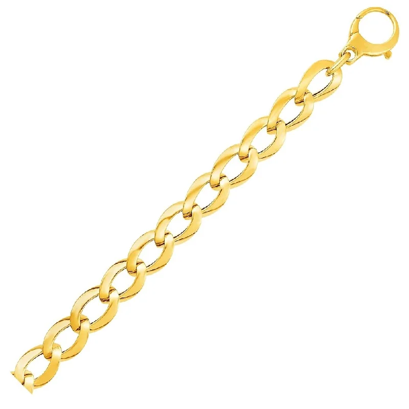 Elegant gold chain necklaces-14k Yellow Gold Curb Style Bracelet