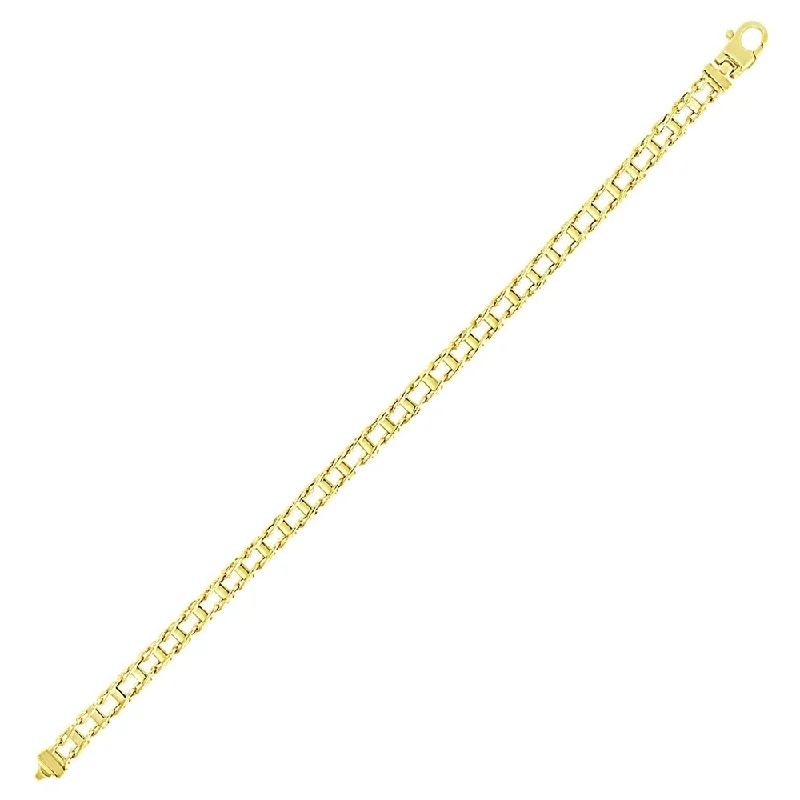 Affordable silver choker necklaces-14k Yellow Gold Men's Bracelet with Rail Motif Links