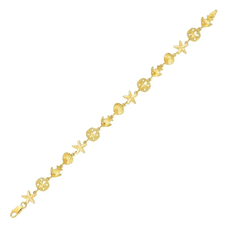 Elegant gold drop earrings-14k Yellow Gold Sea Life Bracelet