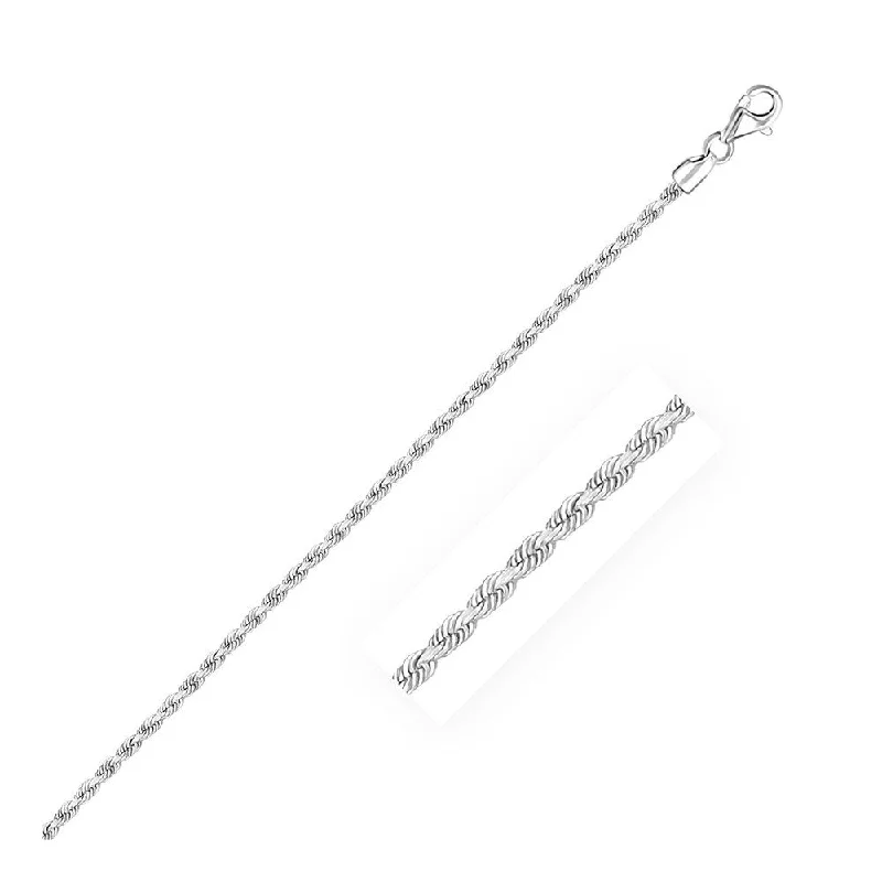 Designer ruby pendants on discount-2.25mm 14k White Gold Solid Diamond Cut Rope Bracelet