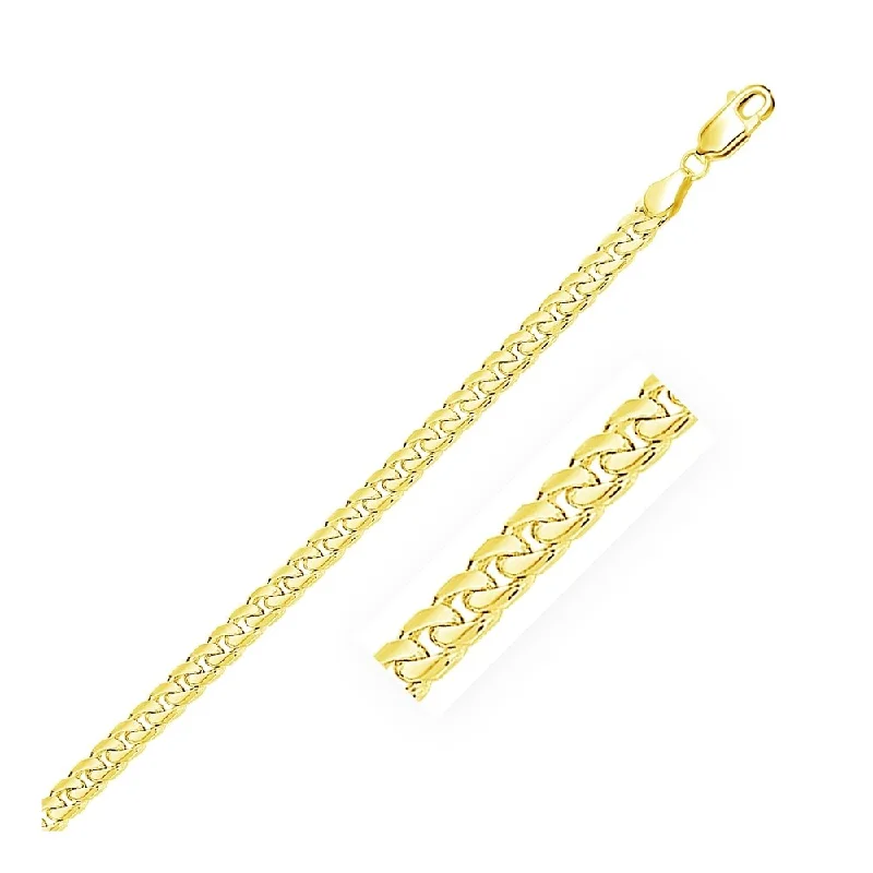 Stylish cuffs for women-4.4mm 14k Yellow Gold Solid Miami Cuban Bracelet