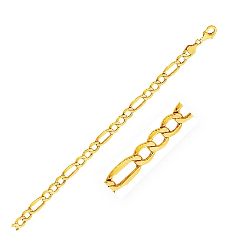 Luxury ruby earrings for parties-5.4mm 10k Yellow Gold Lite Figaro Bracelet