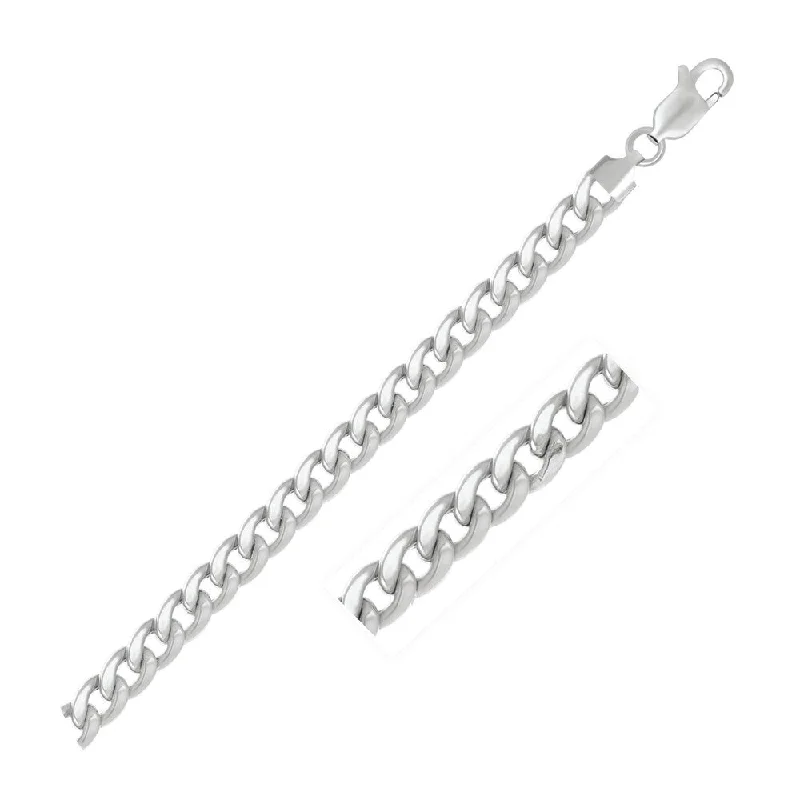 Affordable gemstone earrings-6.7mm 14k White Gold Light Miami Cuban Bracelet