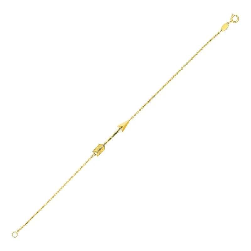 Designer turquoise bracelets-Bracelet with Arrow in 10k Yellow Gold