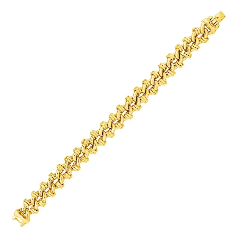 Casual beaded rings for women-Oval Link Bracelet with Link Details in 14k Yellow Gold