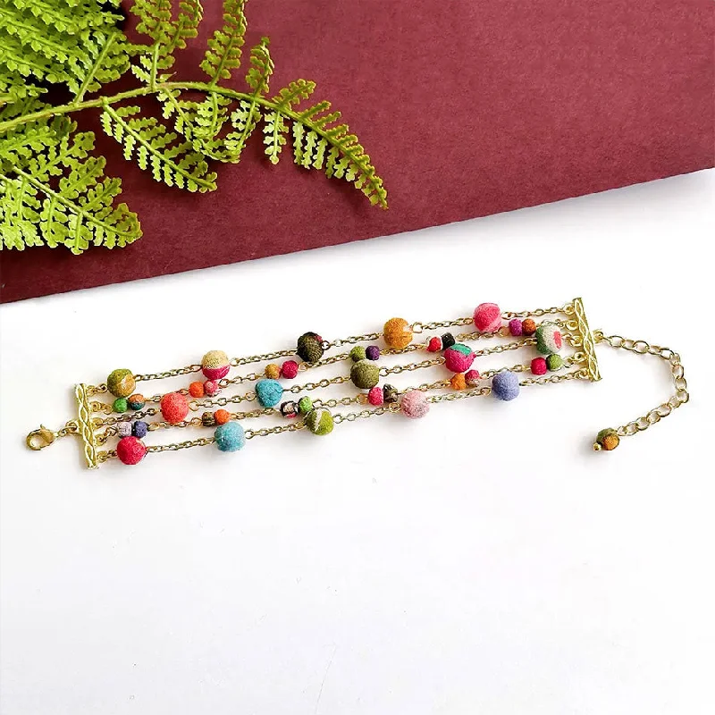 Affordable silver charm bracelets-Recycled Sari Multi-strand Bracelet, India