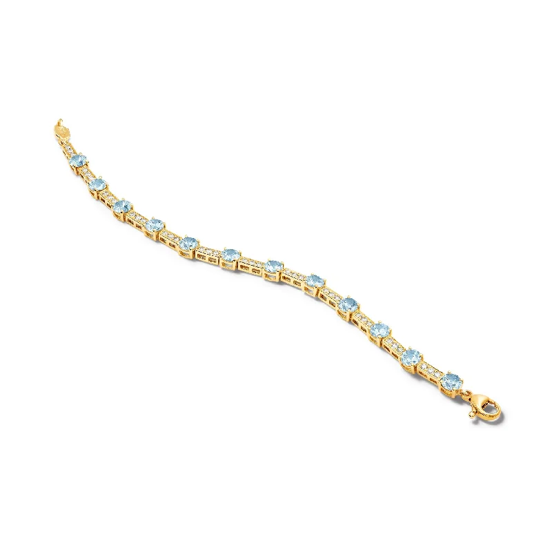 Designer opal bracelets for women-Roi Soleil Bracelet Yellow Gold - Blue Topaz & Diamond