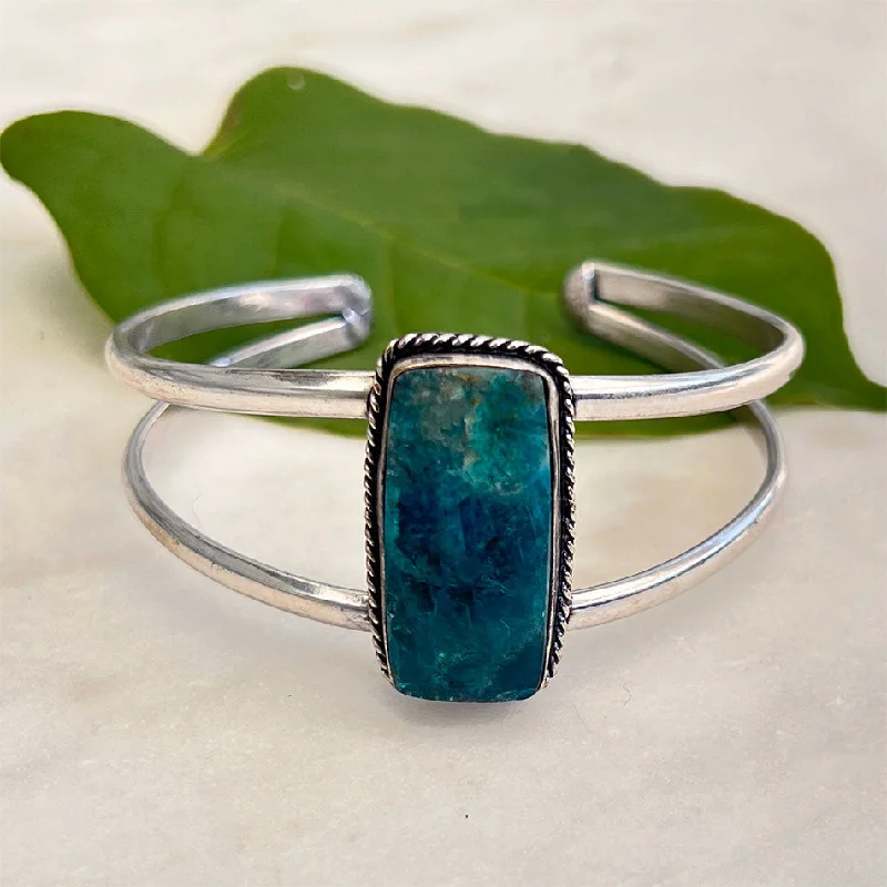 Trendy hoop earrings for evening-Semi-Precious Stone Cuff - Apatite, India