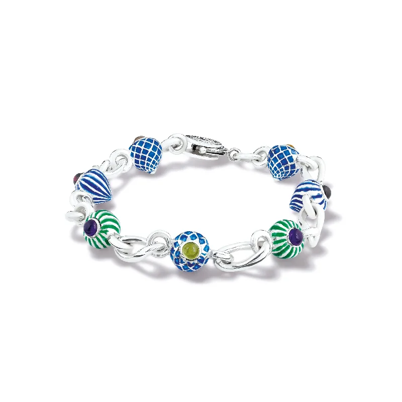 Affordable silver charm bracelets-St Basil's Bracelet Silver - Multi Gemstone