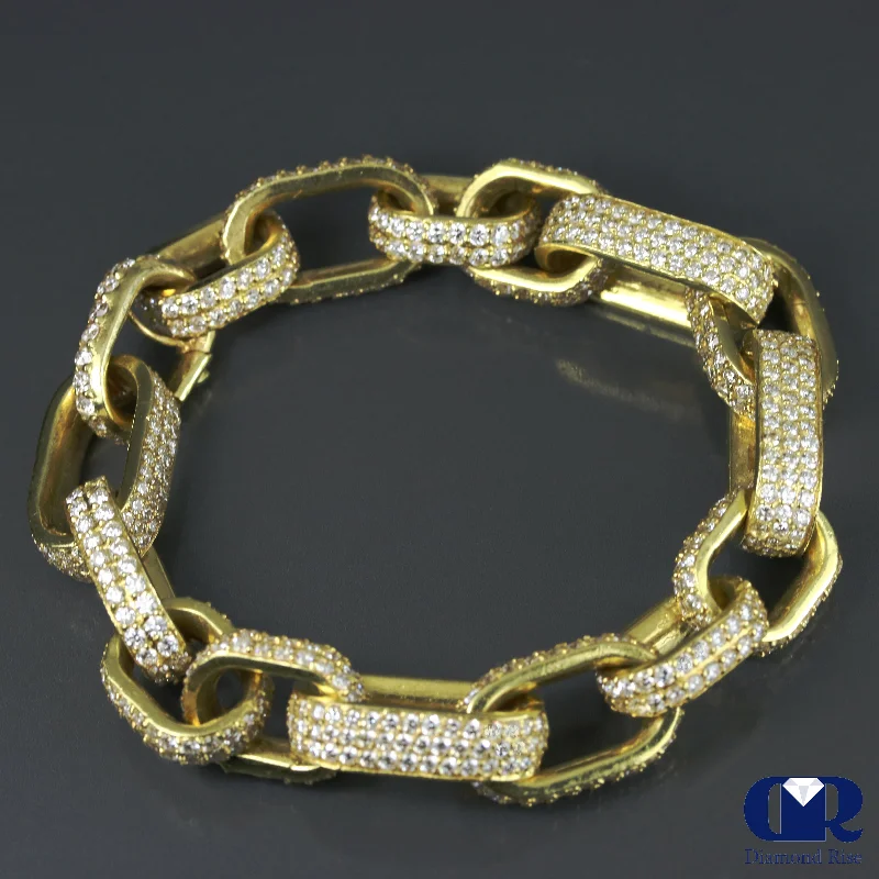 Affordable crystal bracelets-Women's 12.52 Ct. Round Cut Diamond Cube Link Bracelet In 18K Solid Heavy Yellow Gold