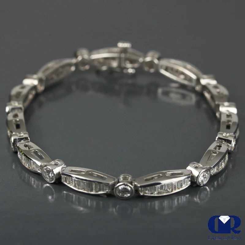 Chic minimalist necklaces in silver-Women's 5.00 Carat Diamond Tennis Bracelet In 14K White Gold