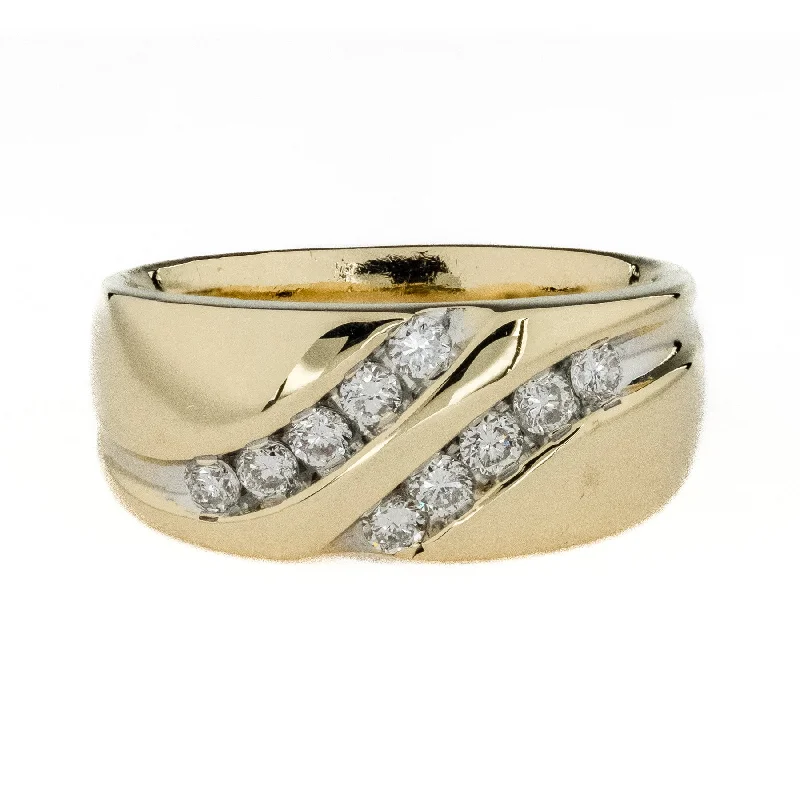 Trendy layered bracelets for women-0.50ctw Diamond Gent's Ring in 14K Yellow Gold -Size 9