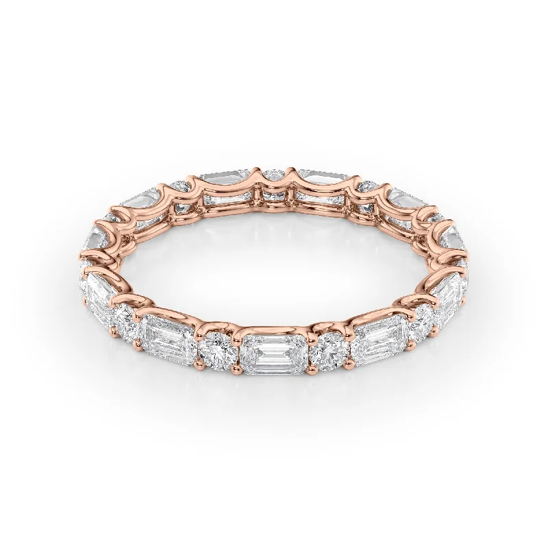 Chic rose gold bracelets-2ct Alternating Emerald and Round U Prong Eternity