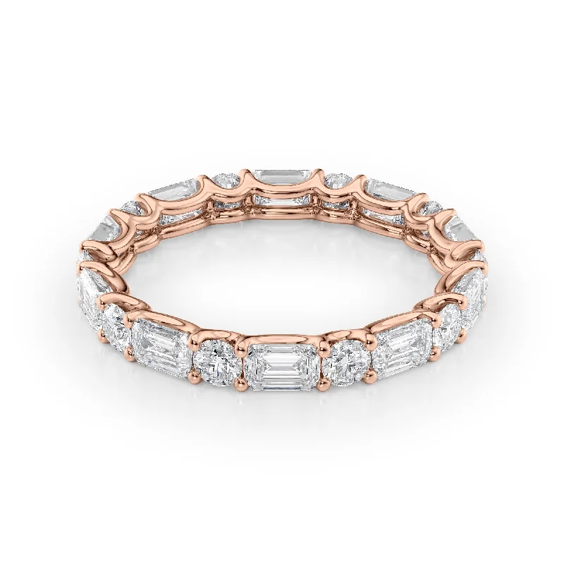 Chic rose gold bracelets-2.6ct Alternating Emerald and Round U Prong Eternity