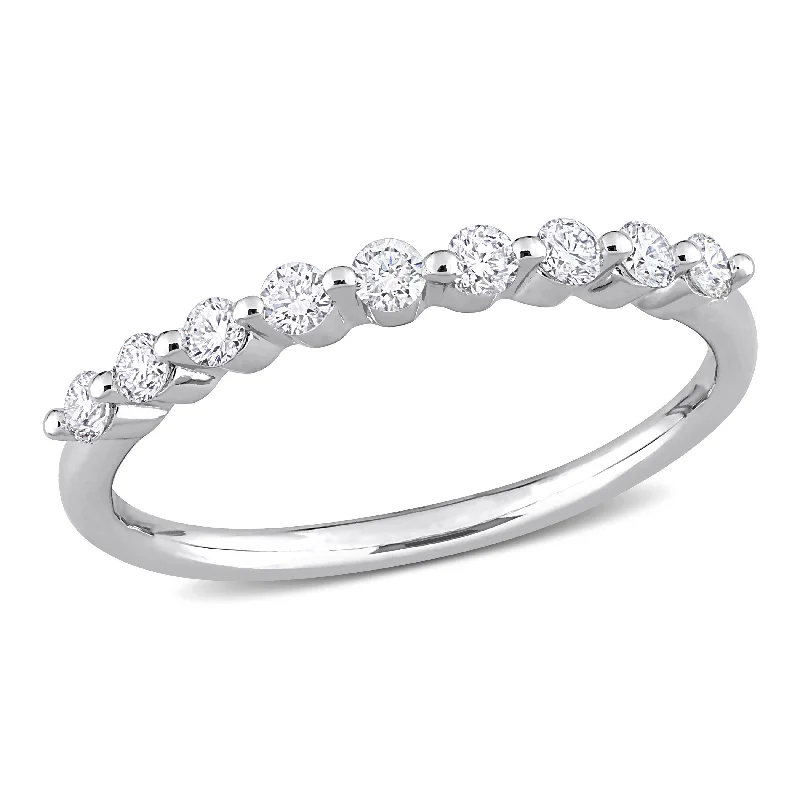 Luxury sapphire pendants under 100-Created Forever 1/3ct TW Lab-Grown Diamond Semi-Eternity Ring in Platinum Silver