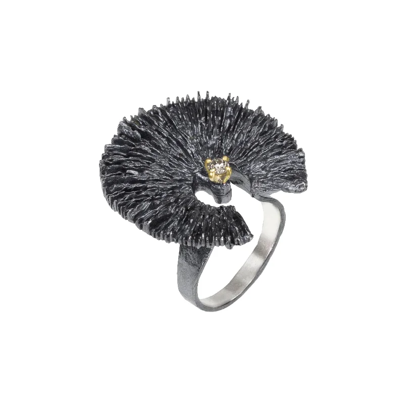 Trendy stackable rings for women-Apostolos Statement Ring with Champagne Diamond