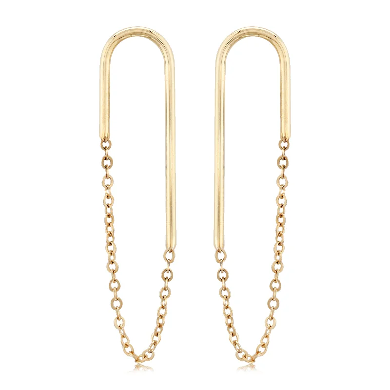 Luxury diamond necklaces for women-14k Yellow Gold Endless Oval Chain Earrings