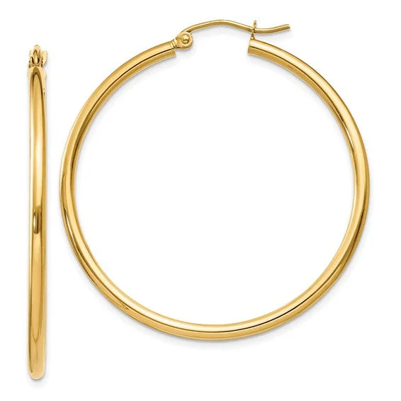 Luxury sapphire necklaces for women-14k Yellow Gold Hoop Earrings